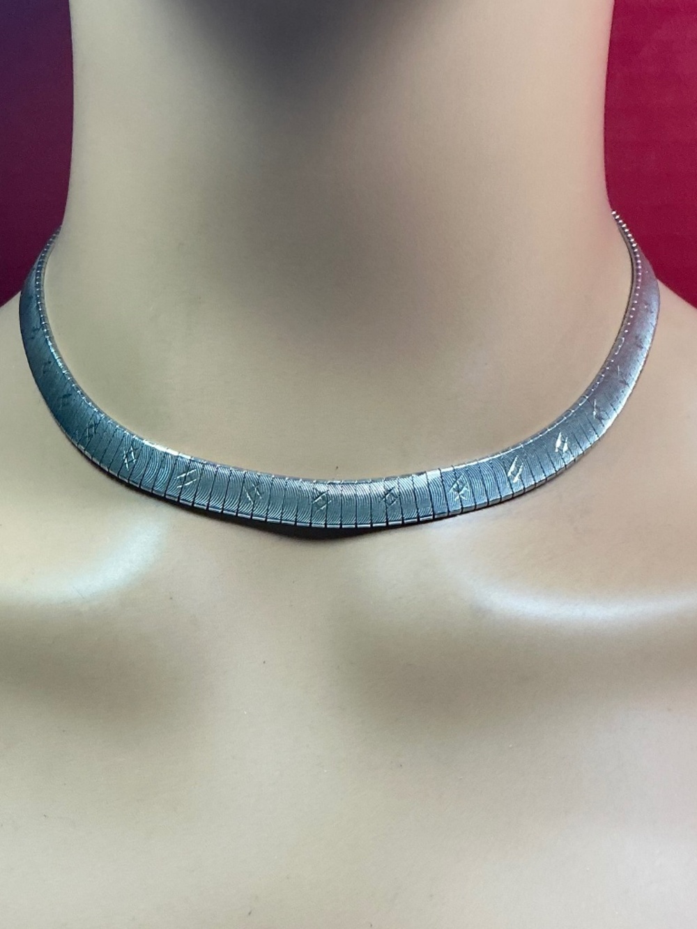 Sterling Silver Italian Omega Necklace. 16.25 inches long